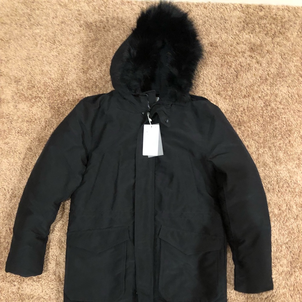 Zara Men’s Quilted Coat w/Faux Fur Hood New w/Tags